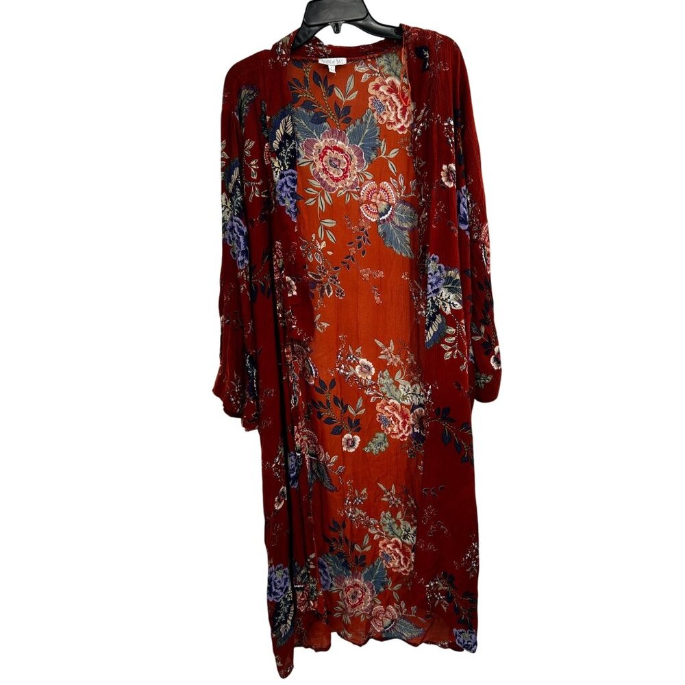 Floral Duster Patrons OF Peace LARGE Boho Kimono Open coverup FLORAL